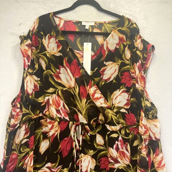 NWT Marybelle Sadie Dress Womens 4X Floral Sleeveless Chiffon Dark Romantic Knee - Picture 3 of 16
